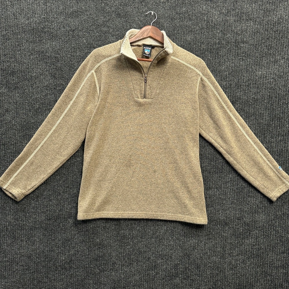 Kuhl Alfpaca Fleece Mens Medium Brown Quarter Zip Pullover Outdoor Sweater